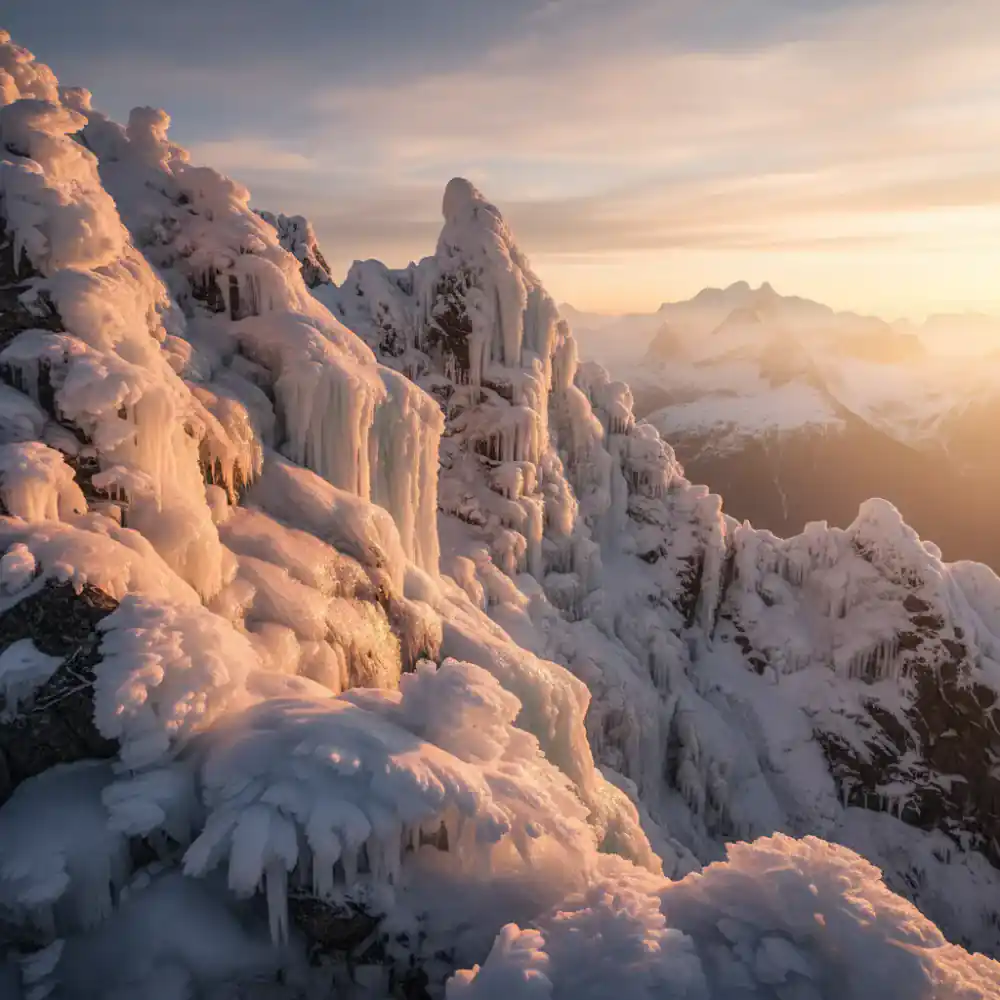 Formaciones de hielo en alta montaña