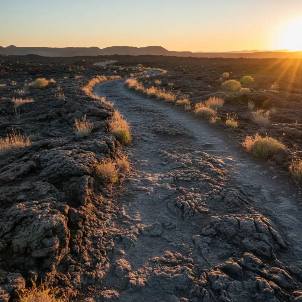 Textura de roca volcánica en ruta